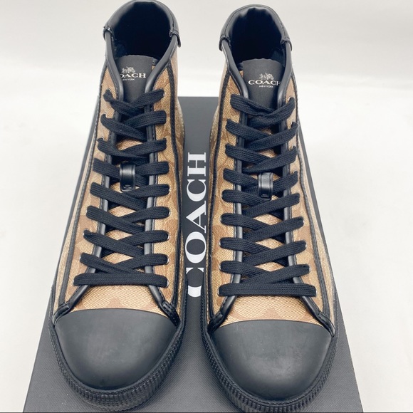 COACH Classic Signature Monogram Hi-Top Sneakers - Picture 3 of 16